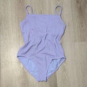 Kona Sol Textured Ribbed Lavender One Piece Swimsuit
